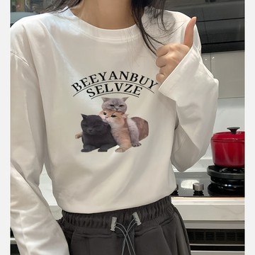 【2天出貨】純棉長袖T恤女  長T  大碼打底衫  內搭外穿  日常穿搭   寬鬆遮肚子  圓領厚磅 女生上衣 BXCF