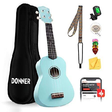 Donner Soprano Ukulele for Beginner 21 Inch Matte Ukulele Beginner Kit with Bag Strap Tuner Strings Picks Cloth, Free Online Lessons, Holiday Christma