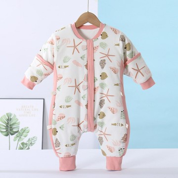 嬰兒睡袋冬季夾棉寶寶嬰幼兒分腿睡衣a類新生兒童秋冬抗菌純棉鑫弘-萌寶童裝可開發票