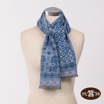 【岱妮蠶絲】純蠶絲保暖絲拉絨圍巾-蒼嵐青瓷(WYG0ZA01)