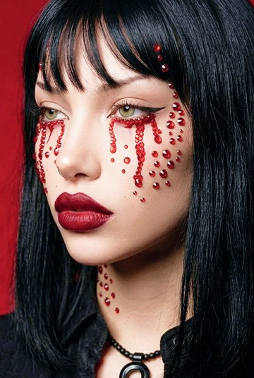 Rebel Tattoos Bloody Beautiful Halloween Rhinestone Face