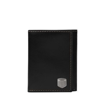 【FOSSIL】Hayes 真皮直式短夾-黑色 ML4643001 附防塵袋+提袋(禮盒組附鐵盒)