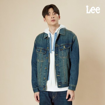 Lee 仿舊寬鬆牛仔外套 男 中藍洗水 LB514005202