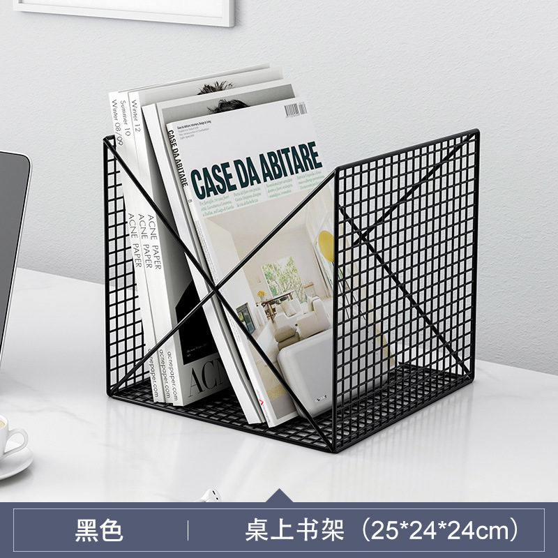 *鐵藝桌上書架-黑