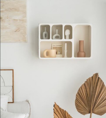 吊櫃livingplus北歐ins幾何長方形白色掛式收納櫃簡約墻壁櫃客廳吊櫃 99購物節