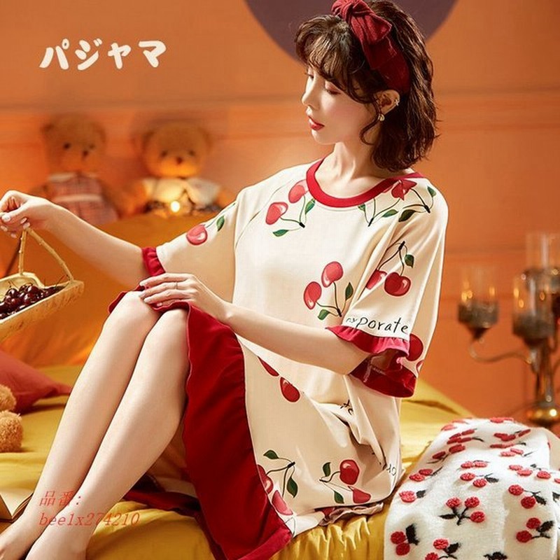パジャマ ルームウェア レディース 半袖ワンピース 部屋着 夏 花柄 ネグリジェ Tシャツ ナイトガウン 女性 インナー 大きいサイズ 膝丈 通販 Lineポイント最大0 5 Get Lineショッピング