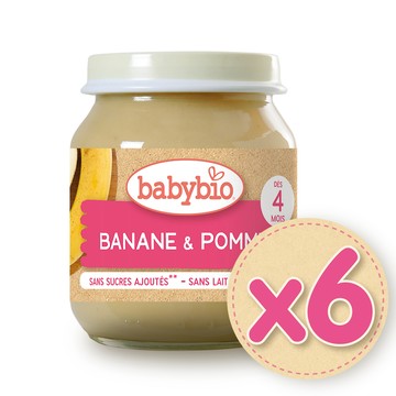 【法國Babybio】生機蘋果香蕉鮮果泥130gX6