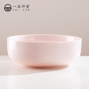 一品仟堂德化白瓷水盂茶洗缸陶瓷茶杯洗碗茶道筆洗茶渣粉色大號