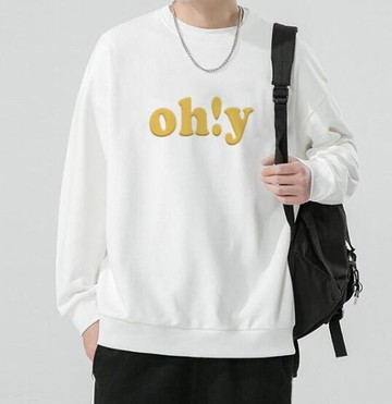 FINDSENSE X 2022 街頭時尚 男士 oh!y字母圖案印花 圓領T恤 長袖外套 圖案T恤