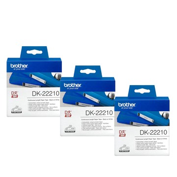 BROTHER DK-22210 連續標籤帶 ( 29mm 白底黑字 ) 耐久型紙質-3入組