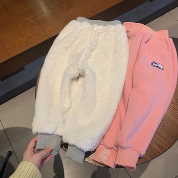 女童褲子洋氣時髦冬季加絨加厚衛褲兒童長褲保暖棉褲男寶寶雙層褲