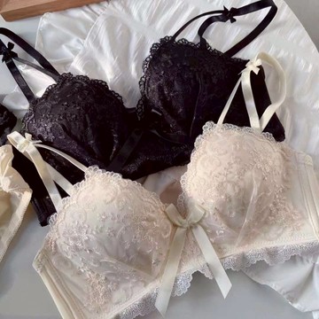 Onedays✿ 性感蕾絲花邊內衣 👙 蝴蝶結 無鋼圈 深V內衣 集中爆乳收副乳 小胸聚攏 少女 學生 流行 C435