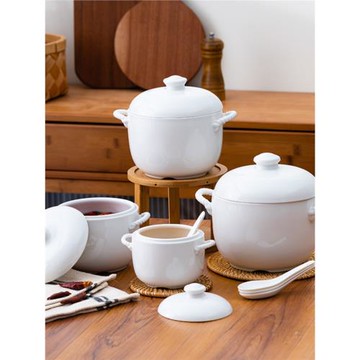 居家家隔水燉盅雞蛋羹家用陶瓷帶蓋雙耳燕窩燉碗蒸蛋盅燉罐小湯盅