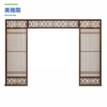 免運 可開發票 新中式 實木門廳屏風隔斷 拱門古典裝飾軌道推拉門現代簡約木條格柵加瀨定制myg930