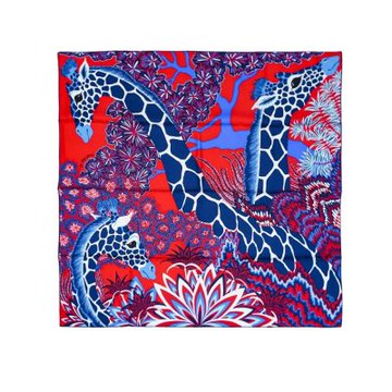 Hermes 愛馬仕 The Three Graces 長頸鹿圖驣圖驣絲巾/方巾-90cm(紅/白/藍)