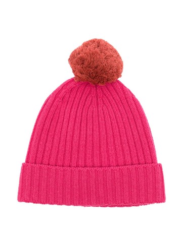 Il Gufo - pompom-detail ribbed wool beanie - kids - Virgin Wool - 54 - Pink