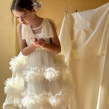 110-160 輕舞雪白刺繡雲紗禮裙