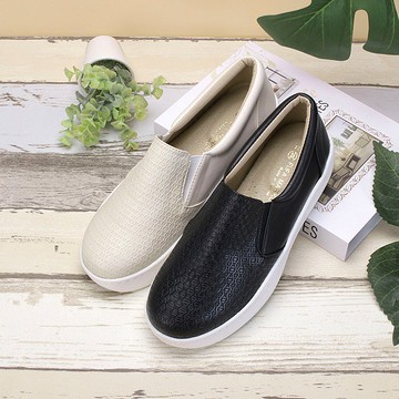 網紋拼接日常懶人鞋-黑/米 1BC88