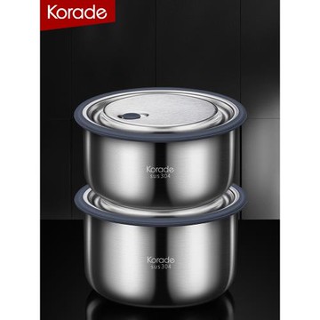 保鮮盒304不銹鋼食品級冰箱專用密封防漏圓形水果盒飯盒便當盒子