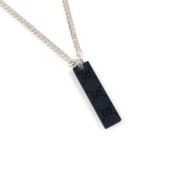 【日本直送 中古美品】Gucci GUCCI 項鍊 GG標牌 鏈飾 925銀 黑色 飾品 已拋光處理