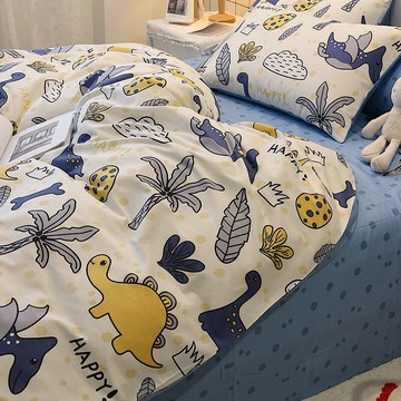 ins風卡通恐龍床上四件套全棉純棉韓式小清新被套床單男孩三件套4