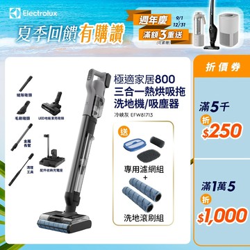 Electrolux 伊萊克斯 極適家居800 三合一熱烘吸拖洗地機 (冷峽灰) EFW81713