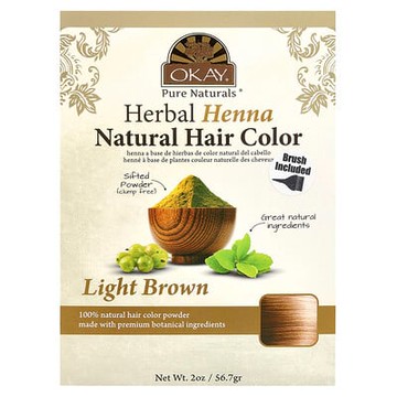 Okay Pure Naturals, 草本散沫花染天然染髮劑，淺棕色，2盎司（56.7克）