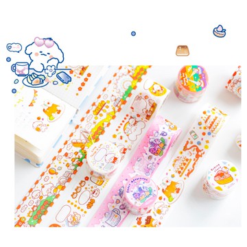 🍋檸檬青🍋台灣現貨手繪卡通軟萌甜心樂園系列超可愛紙膠帶6款自帶離型紙貼紙手帳裝飾素材