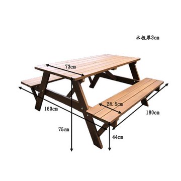 六尺黃柏野餐啤酒桌九尺木柄傘米白及綠色任選+12KG鑄鐵傘座(戶外桌椅)