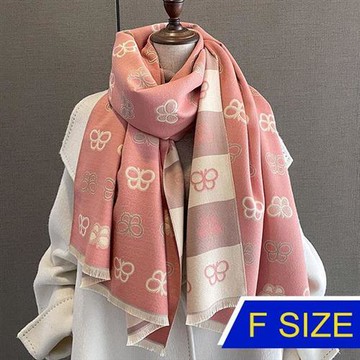 【韓國K.W.】韓國羊絨輕柔戀曲高級圍巾披肩(保暖/圍巾/小香風)