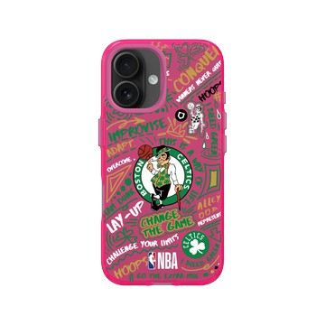 iPhone 16 Clear 粉漾桃 - NBA - 塗鴉系列-波士頓塞爾提克 Boston Celtics - Graffiti
