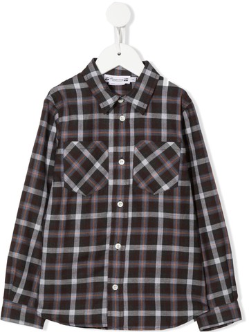 Bonpoint - check-pattern long-sleeve shirt - kids - Cotton - 10 - Brown
