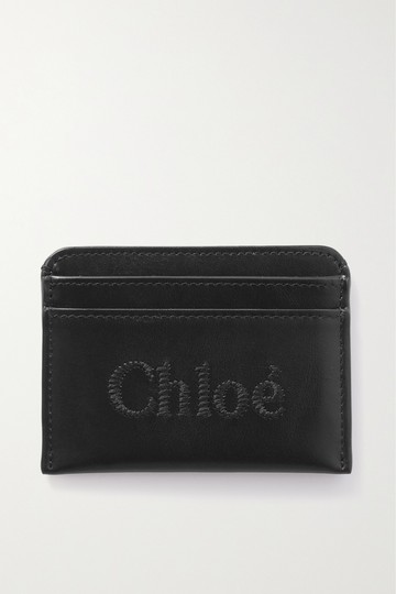 Chloé - Chloé Sense Embroidered Leather Cardholder - Black - one size