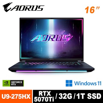 GIGABYTE 技嘉 AORUS MASTER 16 BXHC4TWE64SH 16吋電競筆電 (Ultra 9 275HX/RTX5070 Ti/32G/1TB/Win11/OLED)