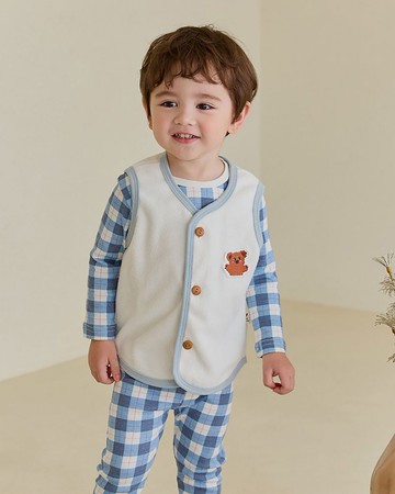 湛藍奶白熊熊-雲柔棉背心韓國童裝-K530S