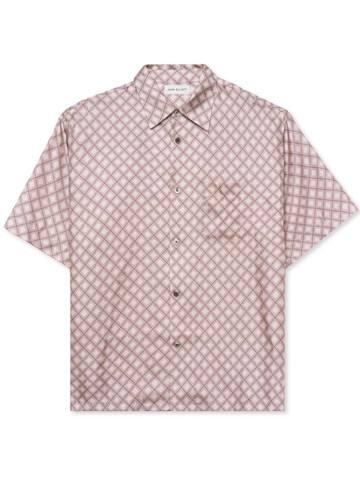 John Elliott - lozenge-print silk shirt - men - Silk - L - Neutrals