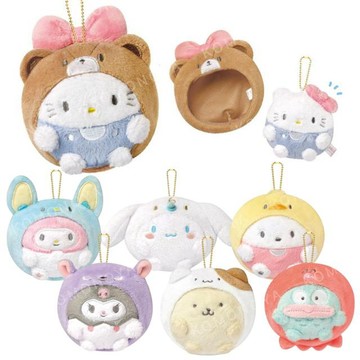 小禮堂 Sanrio 三麗鷗 絨毛玩偶吊飾 (圓滾滾好友裝款) Kitty 布丁狗 人魚漢頓
