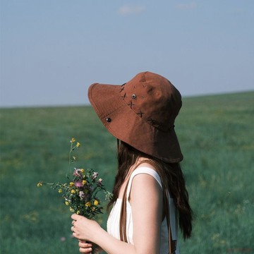 闆娘推薦🌈戶外登山帽女防曬漁夫帽夏季露營大檐帽男女西部牛仔帽子遮陽帽