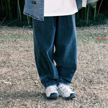 Ylie 褲子男 男生牛仔褲 超大碼 oversize 比正常码数大两码 闊腿 做舊 牛仔褲 復古 水洗 百搭 長燈籠