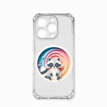 iPhone 16 Pro 殼 TRON IPhone 16 Pro 可愛紙雕浣熊 四角防摔殼 手機殼
