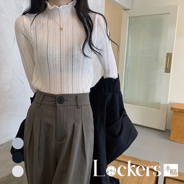 【Lockers 木櫃】春秋薄款半高領打底針織毛衣 L112122503