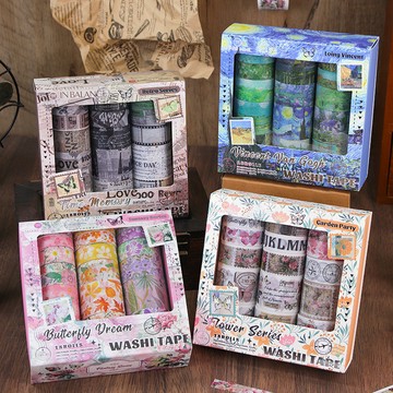 爆款18卷復古和紙膠帶套裝DIY裝飾手帳貼紙裝飾打底素材貼畫