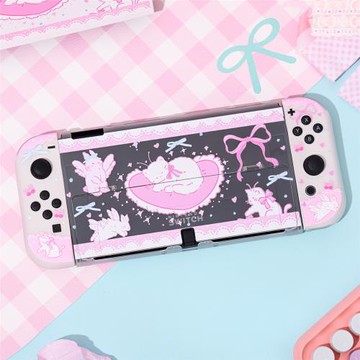 SWITCH OLED保護殼NS續航保護套底座保護殼 甜心貓咪