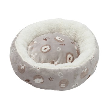 Dogfeet 舒眠圓睡床 柔軟舒適細緻 貓狗都適用 軟萌可愛刺蝟圖樣  刺蝟灰  M (45 x 45 x 12cm)  1個