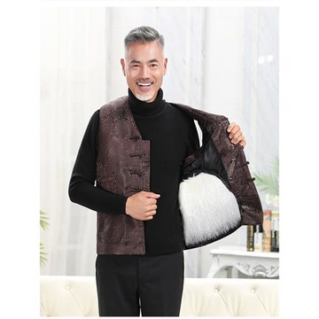中老年羊羔毛馬甲寧夏灘羊二毛皮馬夾皮毛一體羊皮坎肩背心男冬季
