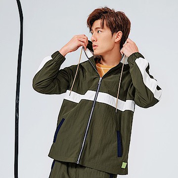 OB嚴選-親子系列．拼接設計連帽風衣外套