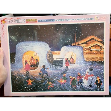 絕版拼圖 - 520-099 台灣製520片夜光拼圖 - WARMING HEART IN A SNOWING WINTER