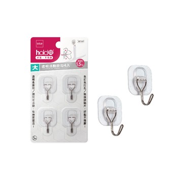 hold掛 5號透明活動掛勾(大) 4入