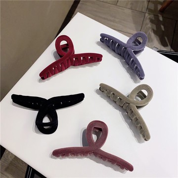 絲絨發夾抓夾女夏后腦勺鯊魚頭發夾子發卡頭飾大號網紅年新款