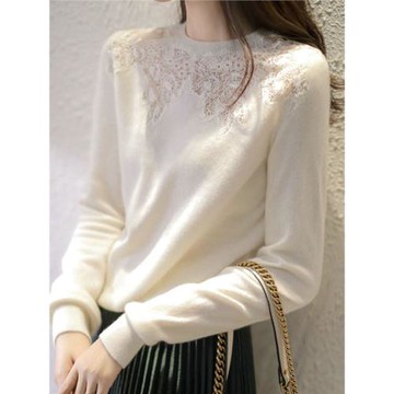 白色針織打底衫女士裝春秋冬2025年新款寬松歐貨洋氣內搭毛衣上衣